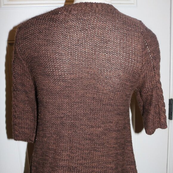 Pink Cardigan brown knit size large nice and simple - Picture 4 of 7